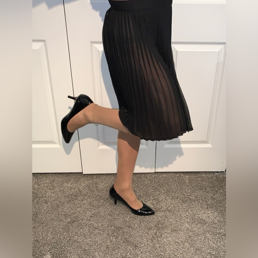 NWT American Apparel Black Chiffon Pleated Skirt S
